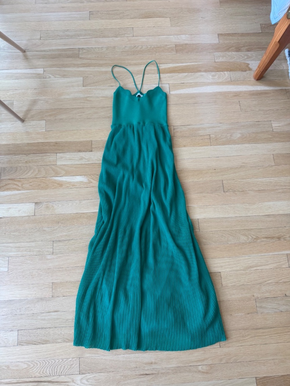 Sandro Emerald Green Pleated Midi Dress